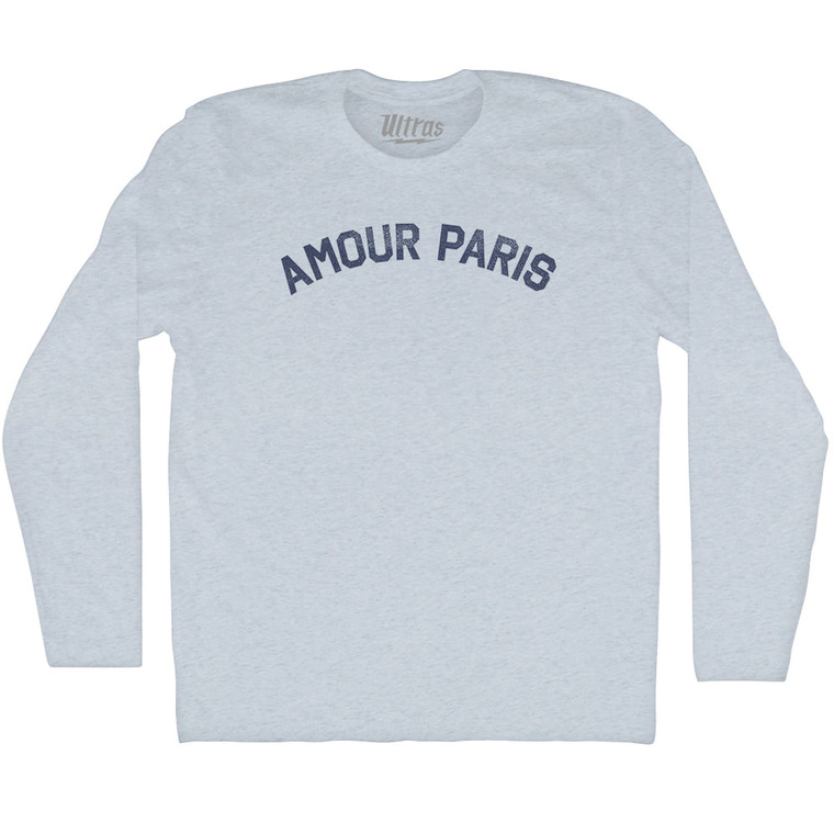 Amour Paris Adult Tri-Blend Long Sleeve T-shirt - Athletic White
