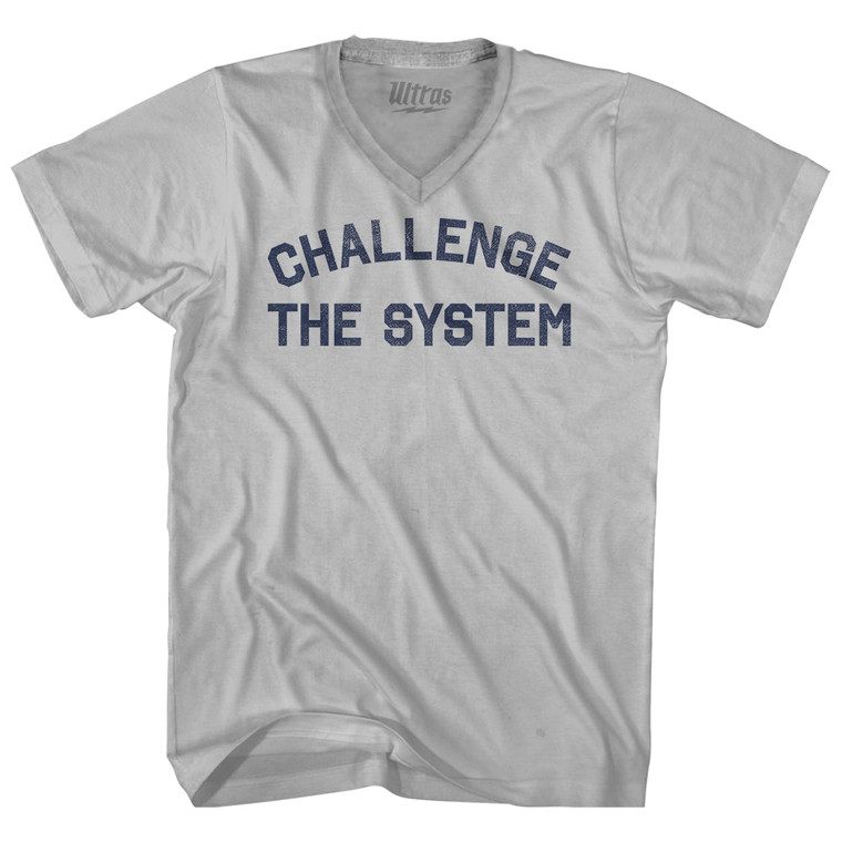 Challenge The System Adult Tri-Blend V-neck T-shirt - Cool Grey