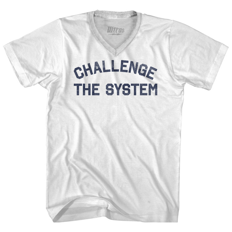 Challenge The System Adult Tri-Blend V-neck T-shirt - White