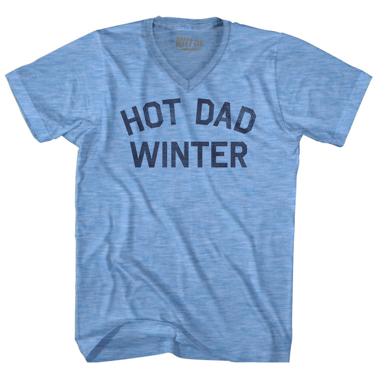 Hot Dad Winter Adult Tri-Blend V-neck T-shirt - Athletic Blue