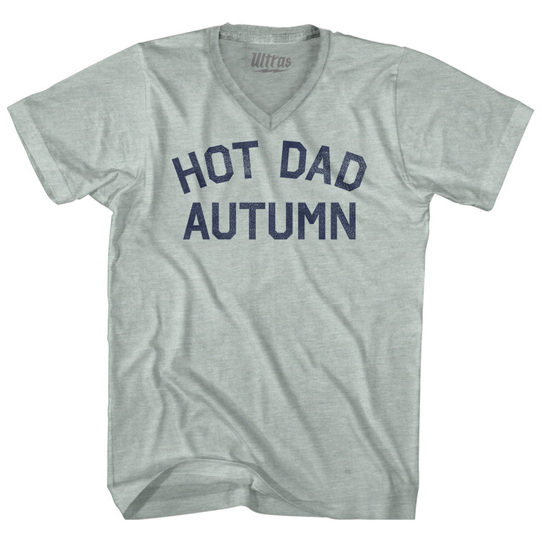 Hot Dad Autumn Adult Tri-Blend V-neck T-shirt - Athletic Cool Grey
