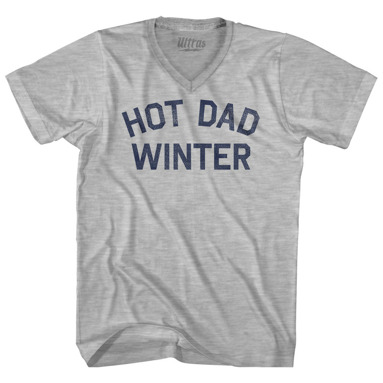 Hot Dad Winter Adult Cotton V-neck T-shirt - Grey Heather