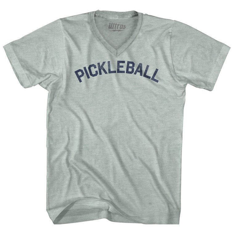 Pickleball Adult Tri-Blend V-neck T-shirt - Athletic Cool Grey