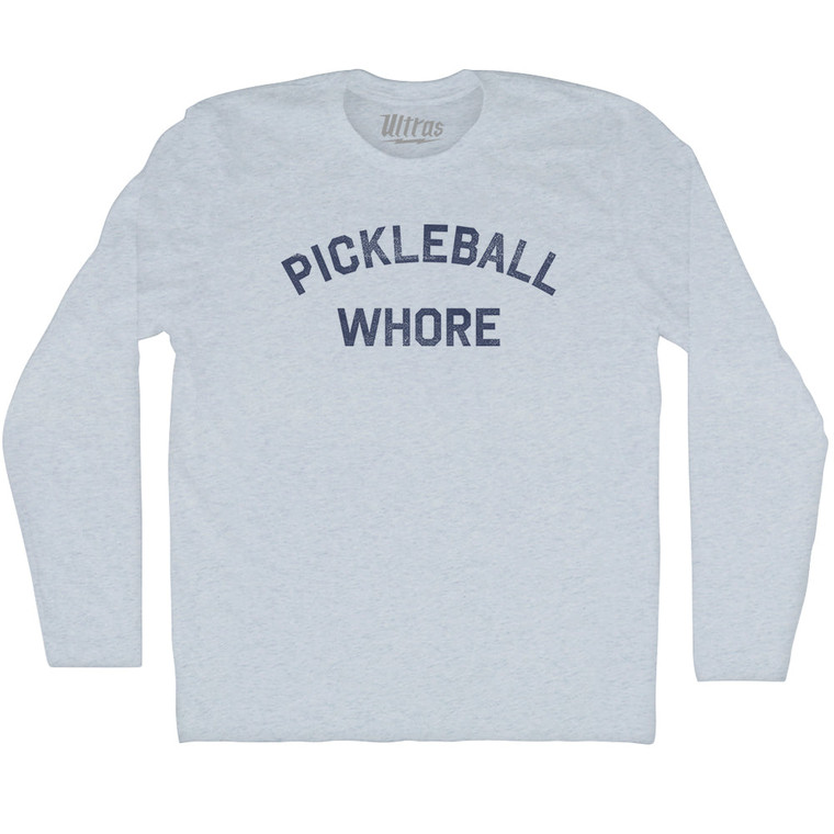 Pickleball Whore Adult Tri-Blend Long Sleeve T-shirt - Athletic White