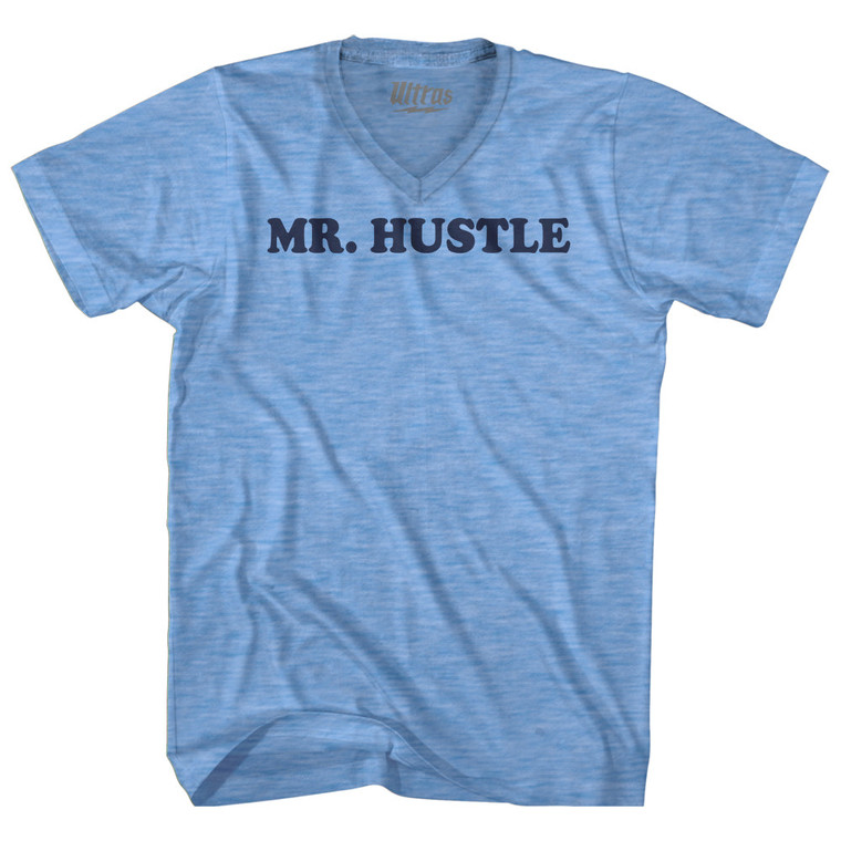 Mr Hustle Adult Tri-Blend V-neck T-shirt - Athletic Blue