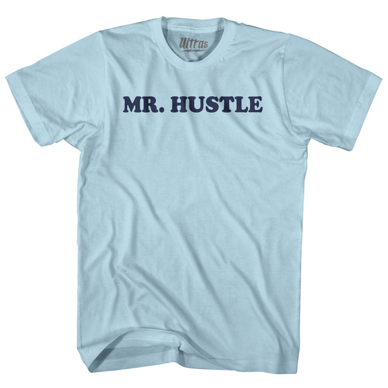 Mr Hustle Adult Cotton T-shirt - Light Blue
