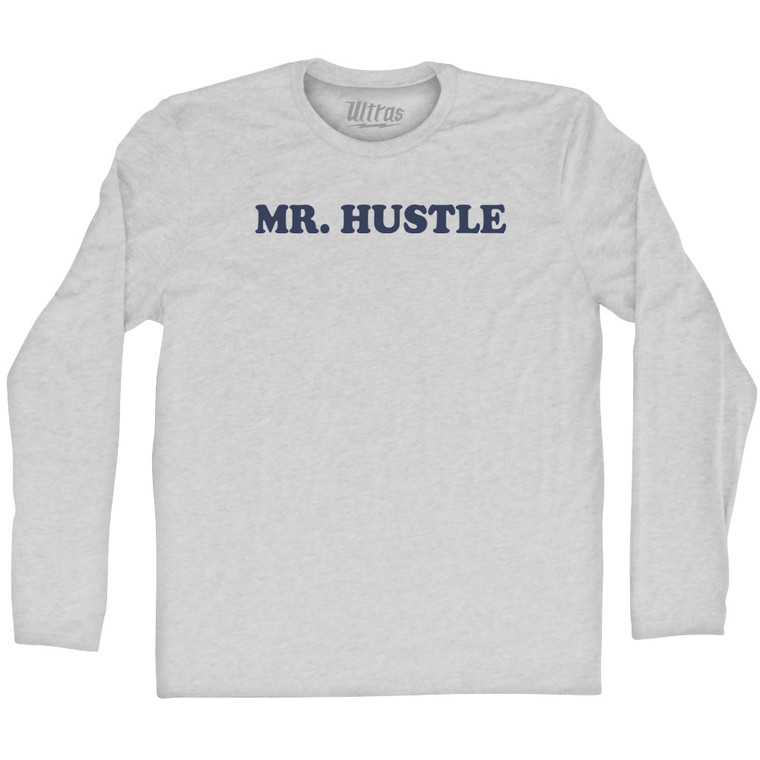 Mr Hustle Adult Cotton Long Sleeve T-shirt - Grey Heather