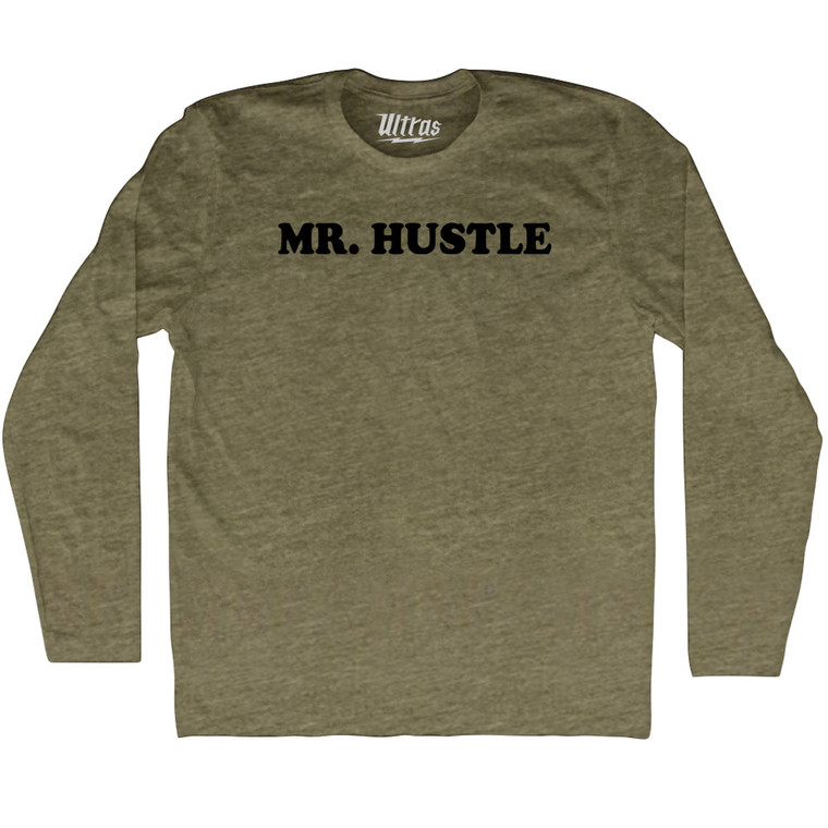 Mr Hustle Adult Tri-Blend Long Sleeve T-shirt - Military Green