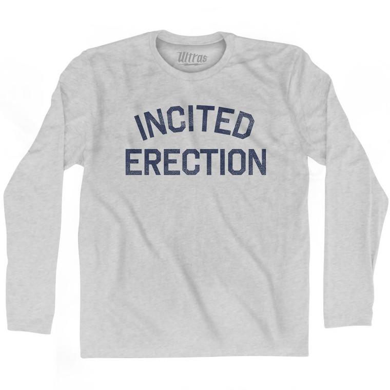 Incited Erection Adult Cotton Long Sleeve T-Shirt - Grey Heather