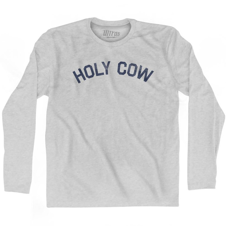Holy Cow Adult Cotton Long Sleeve T-Shirt - Grey Heather