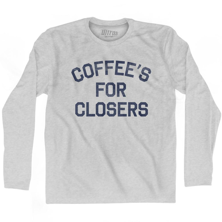 Coffees For Closers Adult Cotton Long Sleeve T-Shirt - Grey Heather