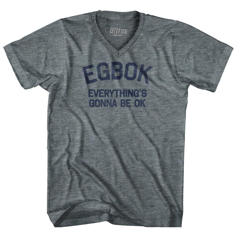Egbok Everythings Gonna Be Ok Adult Tri-Blend V-Neck T-Shirt - Athletic Grey
