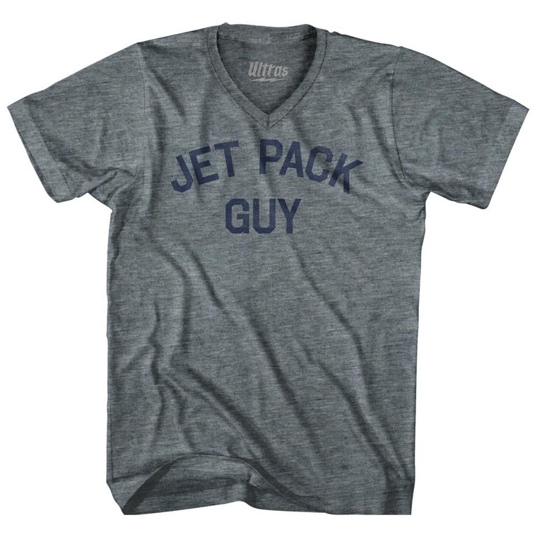 Jet Pack Guy Tri-Blend V-Neck Womens Junior Cut T-Shirt - Athletic Grey