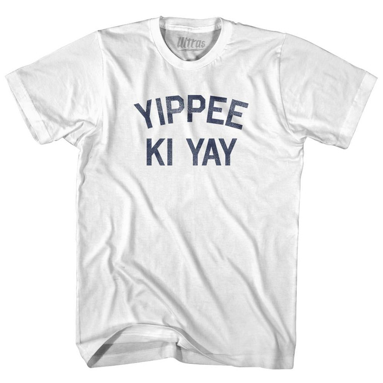 Yippee Ki Yay Womens Cotton Junior Cut T-Shirt - White