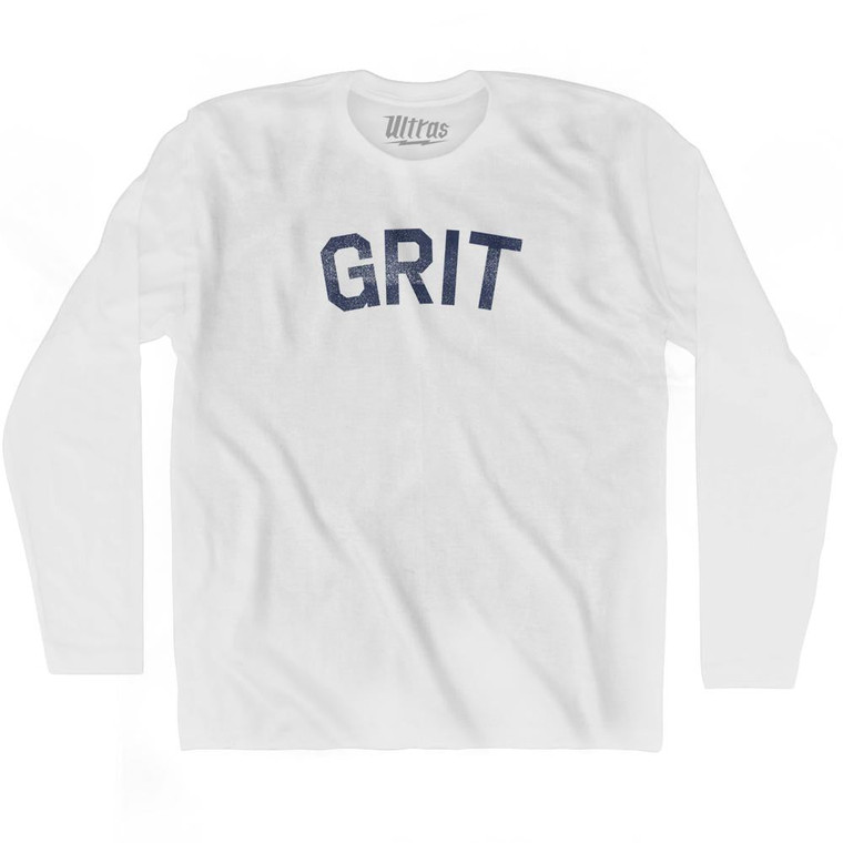 Grit Adult Cotton Long Sleeve T-Shirt - White
