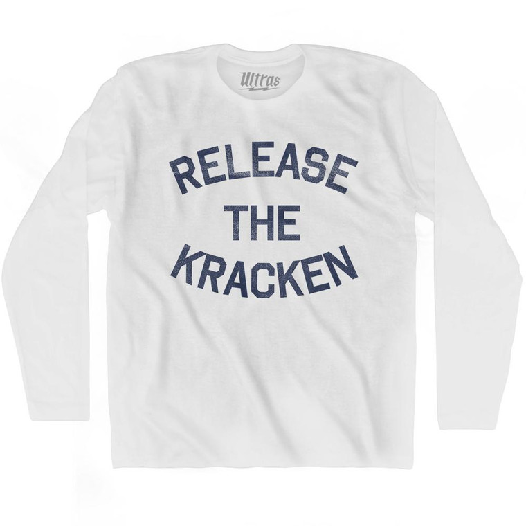 Release The Kracken Adult Cotton Long Sleeve T-Shirt - White