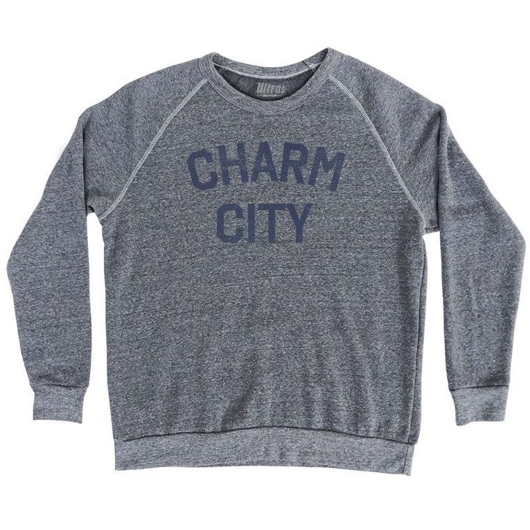 Charm City Adult Tri-Blend Sweatshirt-Athletic Grey