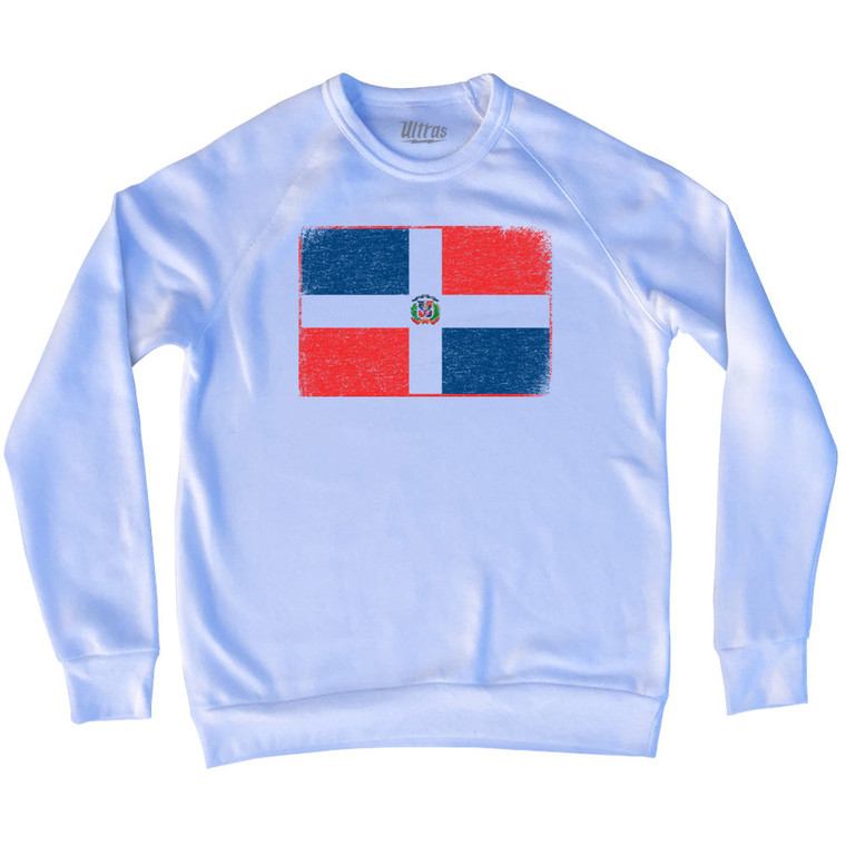 Dominican Republic Country Flag Adult Tri-Blend Sweatshirt - White