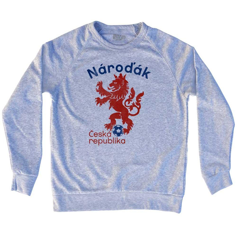 Czech Republic Narodak Lion Adult Tri-Blend Sweatshirt - Heather Grey