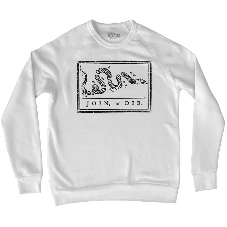 Harting Join Or Die Adult Tri-Blend Sweatshirt - White