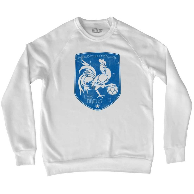 France Rooster Soccer Adult Tri-Blend Sweatshirt-White