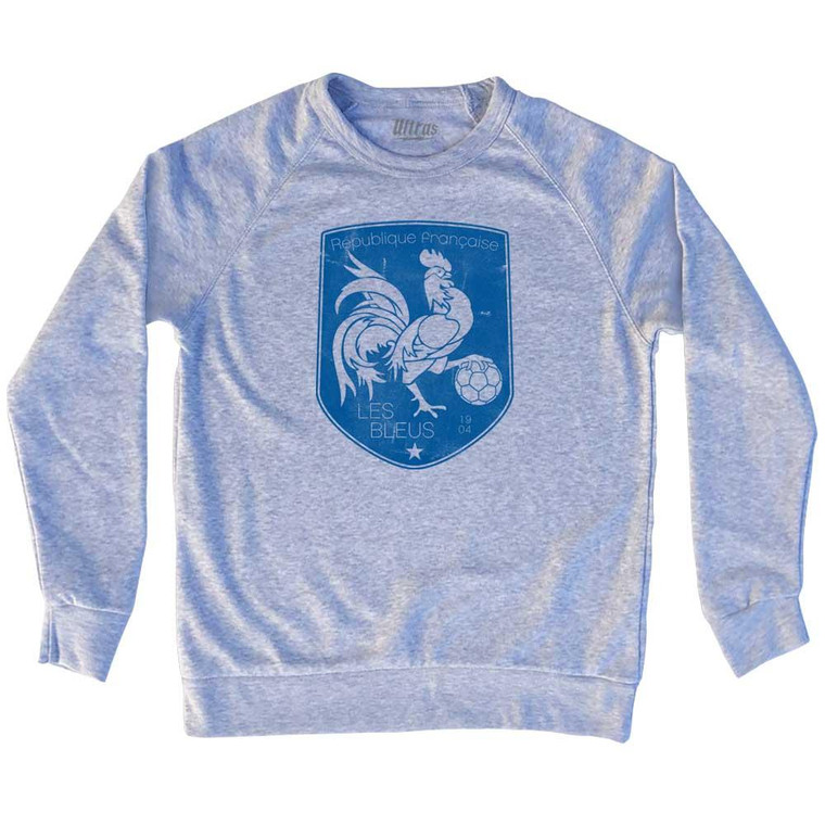 France Rooster Soccer Adult Tri-Blend Sweatshirt-Heather Grey