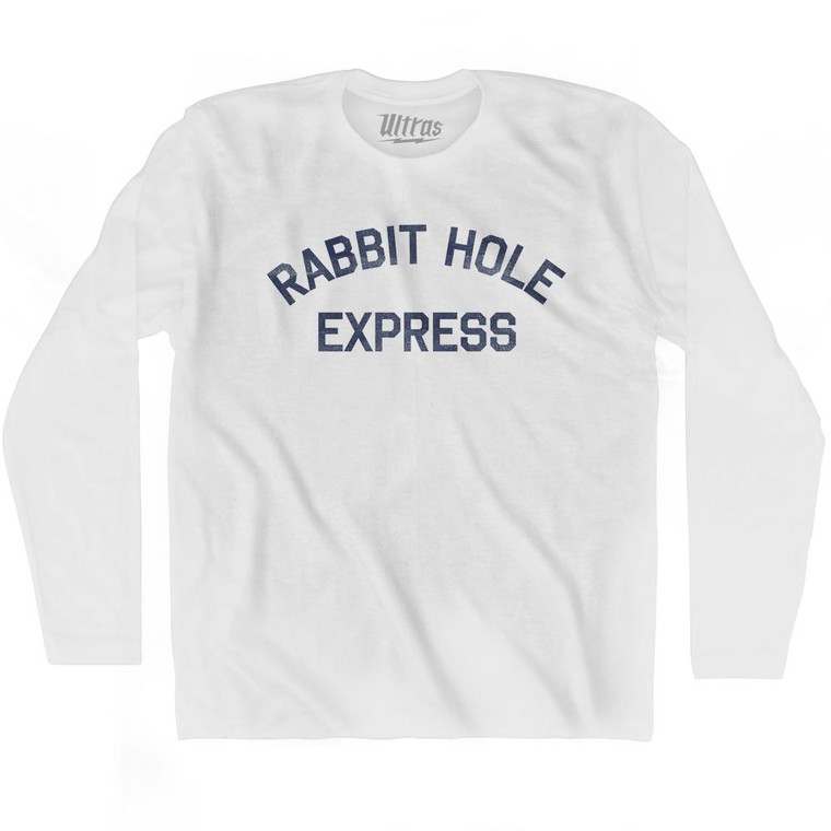 Rabbit Hole Express Adult Cotton Long Sleeve T-Shirt - White