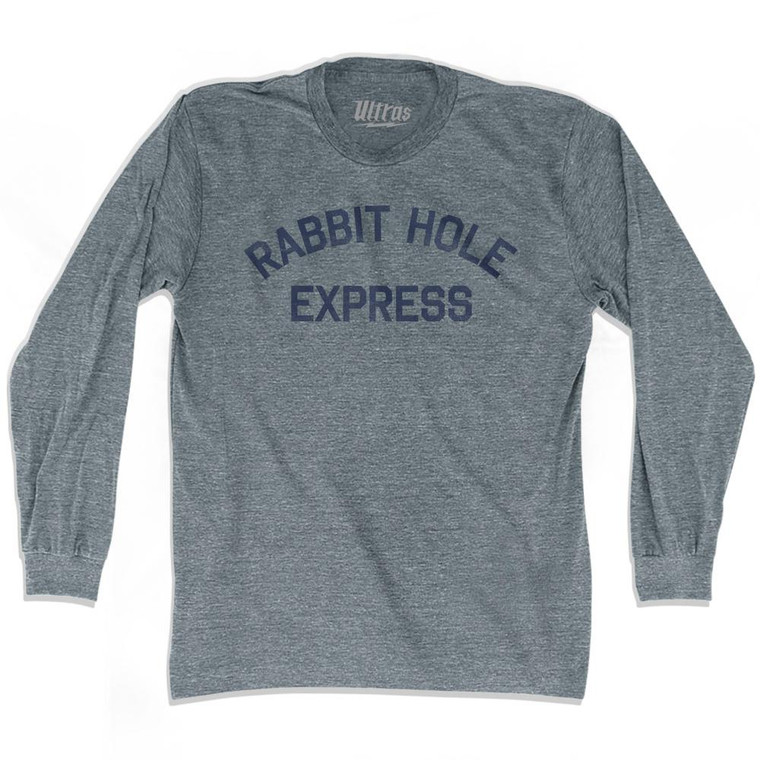 Rabbit Hole Express Adult Tri-Blend Long Sleeve T-Shirt-Athletic Grey