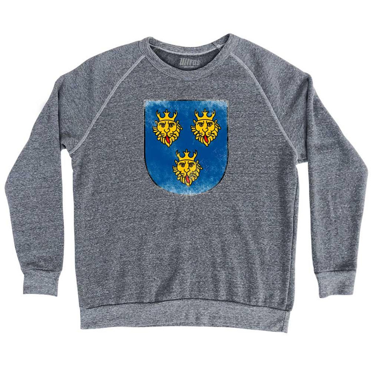 Croatia Lions Crest Adult Tri-Blend Sweatshirt - Athletic Grey