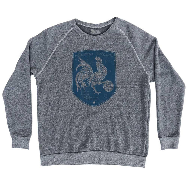 France Rooster Soccer Adult Tri-Blend Sweatshirt - Athletic Grey