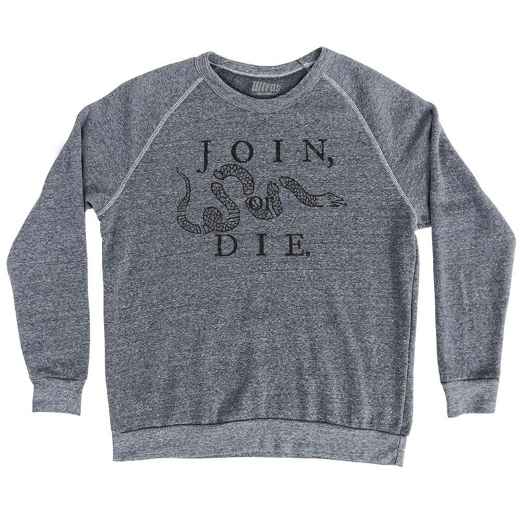 Join Or Die Adult Tri-Blend Sweatshirt - Athletic Grey