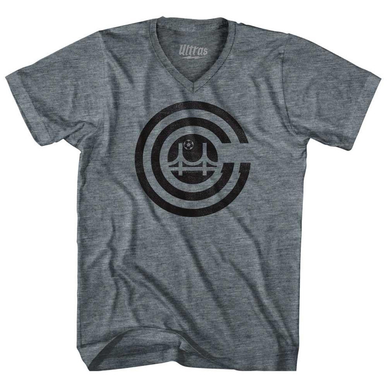 San Francisco Gales Tri-Blend V-Neck Womens Junior Cut T-Shirt - Athletic Grey