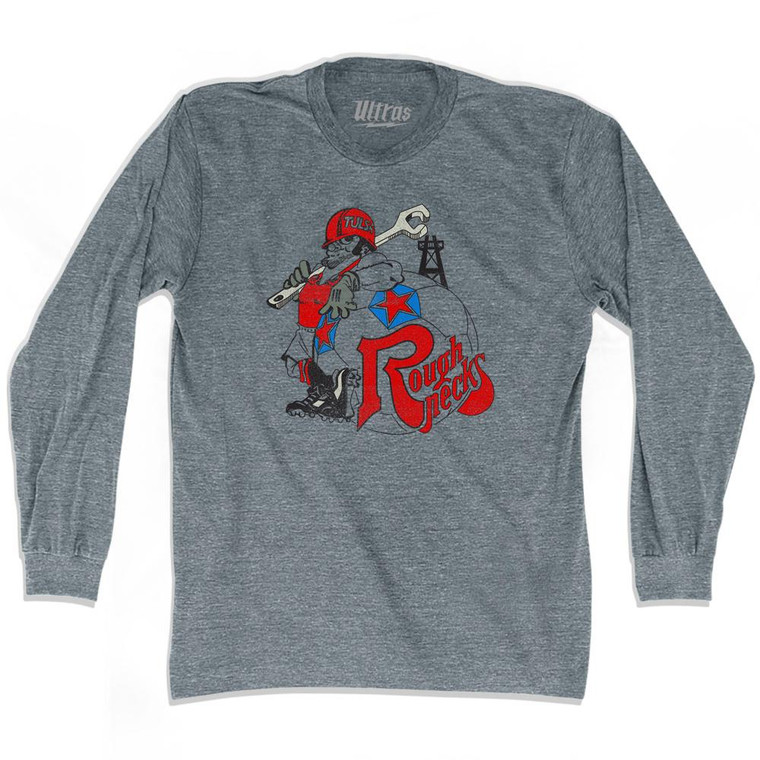 Tulsa Rough Necks Adult Tri-Blend Long Sleeve T-Shirt - Athletic Grey