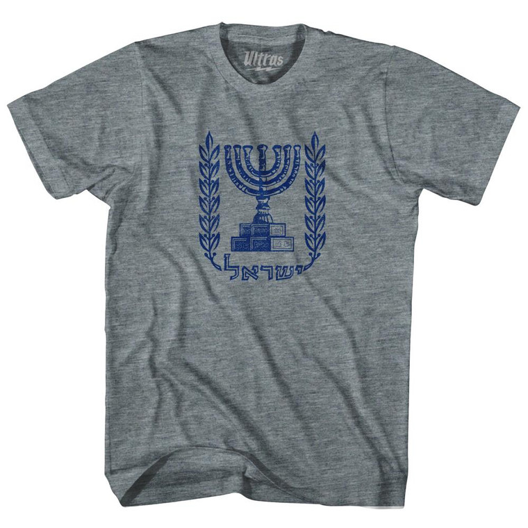 Israel Coat Of Arms Womens Tri-Blend Junior Cut T-Shirt - Athletic Grey