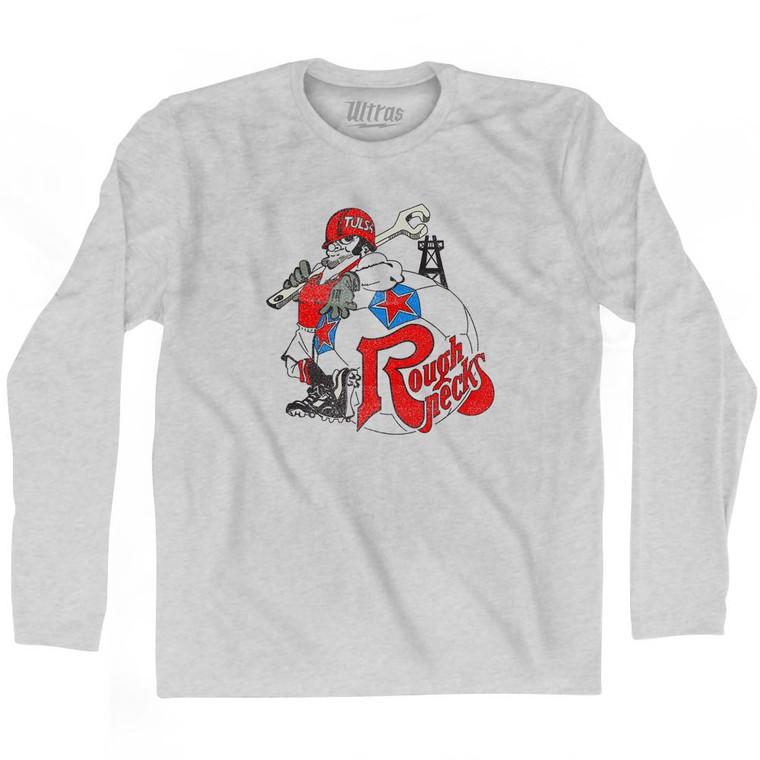Tulsa Rough Necks Adult Cotton Long Sleeve T-Shirt - Grey Heather