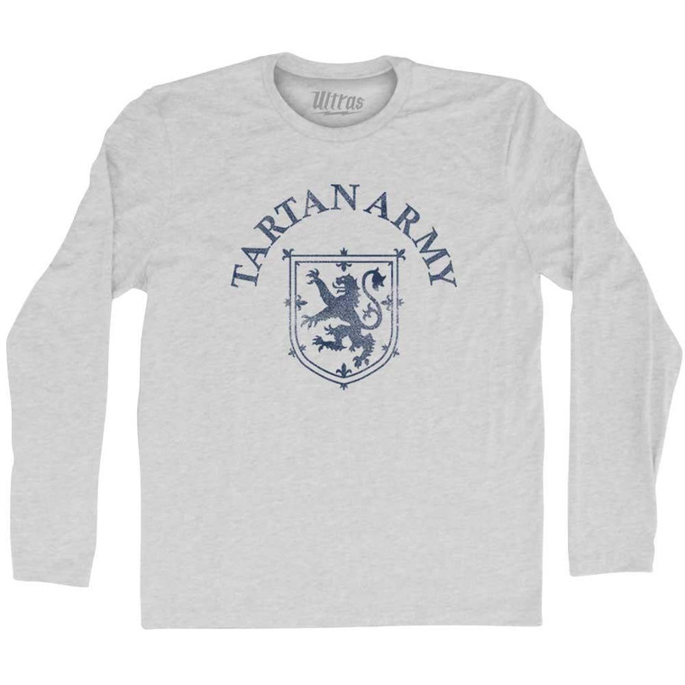 Scotland Lion Crest Tartan Army Soccer Adult Cotton Long Sleeve T-Shirt - Grey Heather