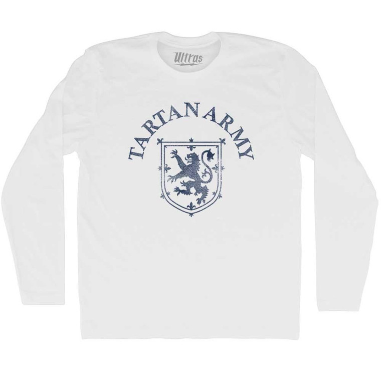 Scotland Lion Crest Tartan Army Soccer Adult Cotton Long Sleeve T-Shirt-White