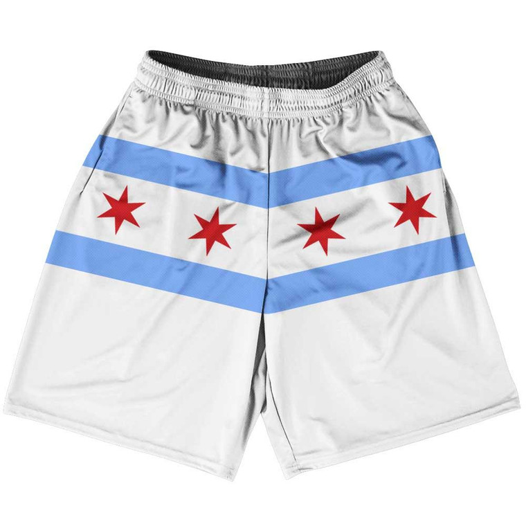 Chicago Flag White Basketball Shorts Made In USA - White