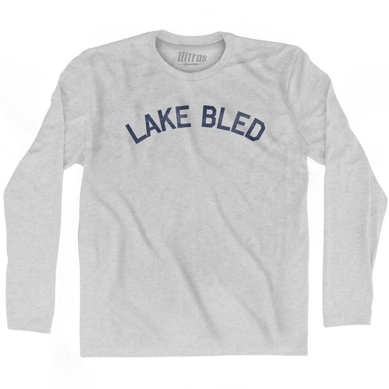 Lake Bled Adult Cotton Long Sleeve T-Shirt-Grey Heather