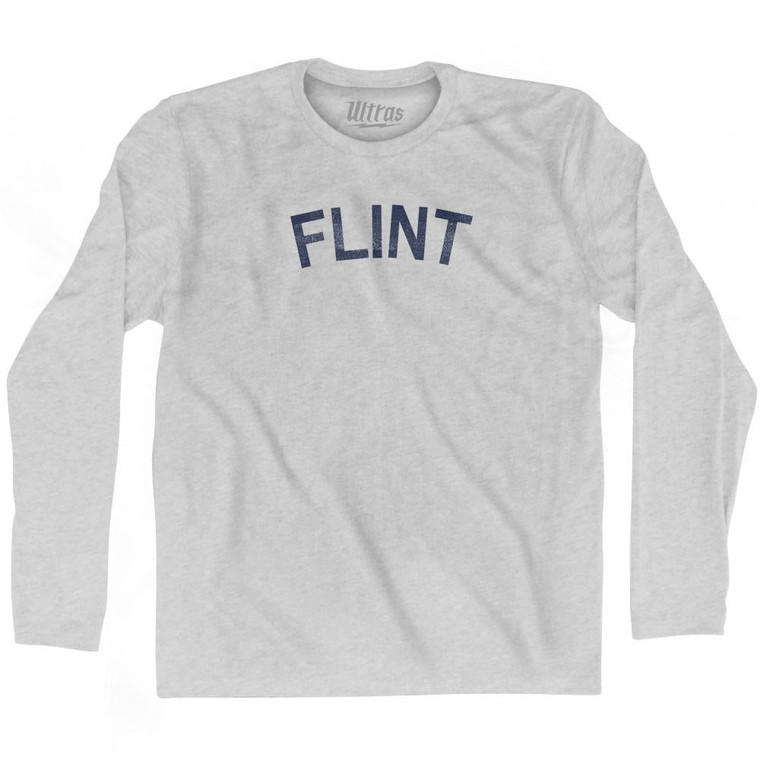 Flint Adult Cotton Long Sleeve T-Shirt-Grey Heather