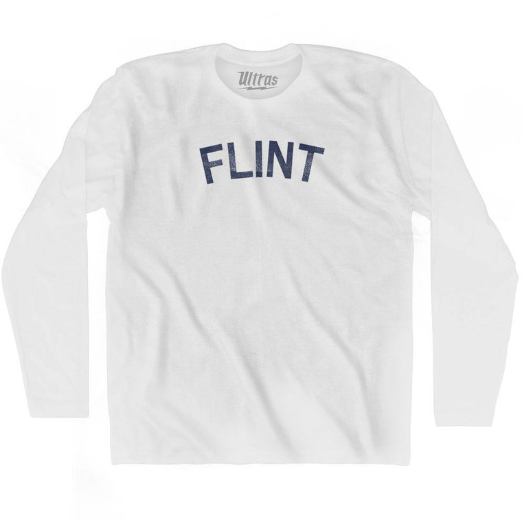 Flint Adult Cotton Long Sleeve T-Shirt - White