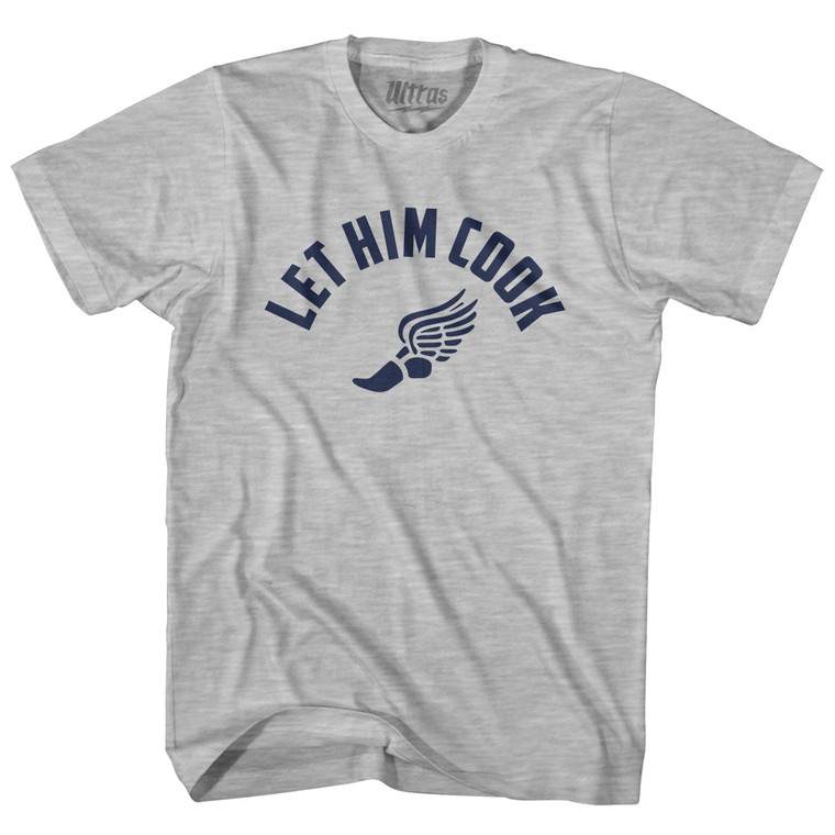 Let Him Cook Track Wings Adult Cotton T-shirt - Grey Heather