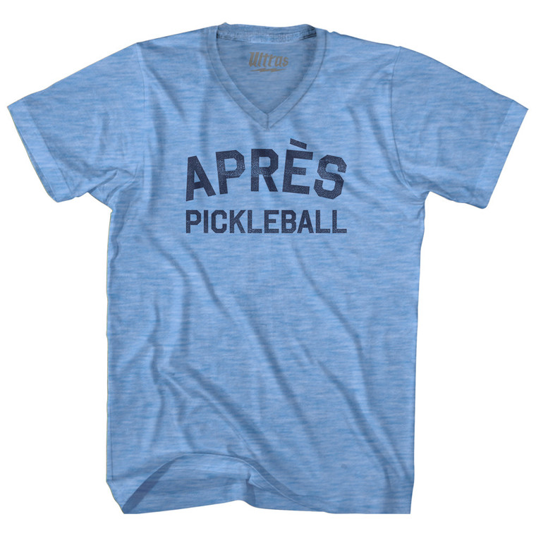 Apres Pickleball Adult Tri-Blend V-neck T-shirt - Athletic Blue