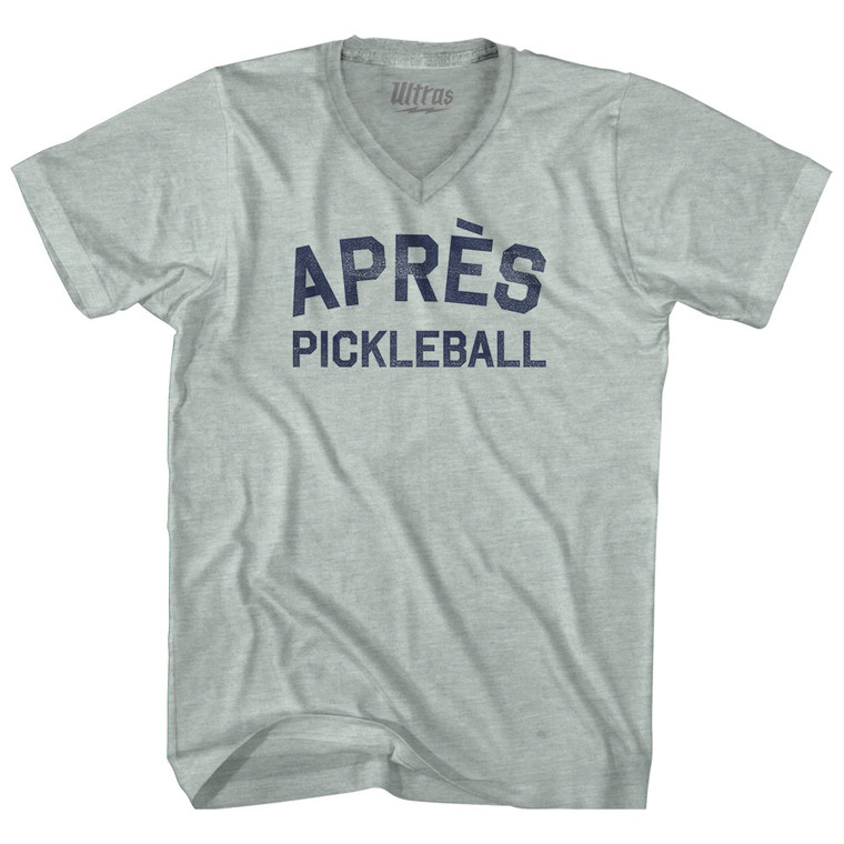 Apres Pickleball Adult Tri-Blend V-neck T-shirt - Athletic Cool Grey