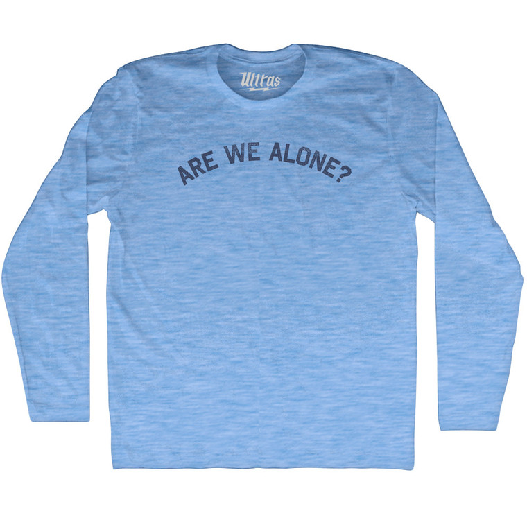 Are We Alone Adult Tri-Blend Long Sleeve T-shirt-Athletic Blue