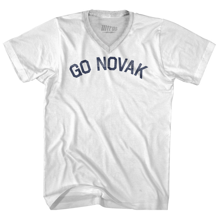 Go Novak Adult Tri-Blend V-neck T-shirt - White