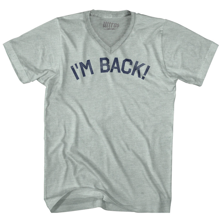 I'm Back Adult Tri-Blend V-neck T-shirt - Athletic Cool Grey