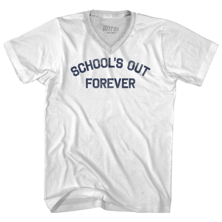 School's Out Forever Adult Tri-Blend V-neck T-shirt - White