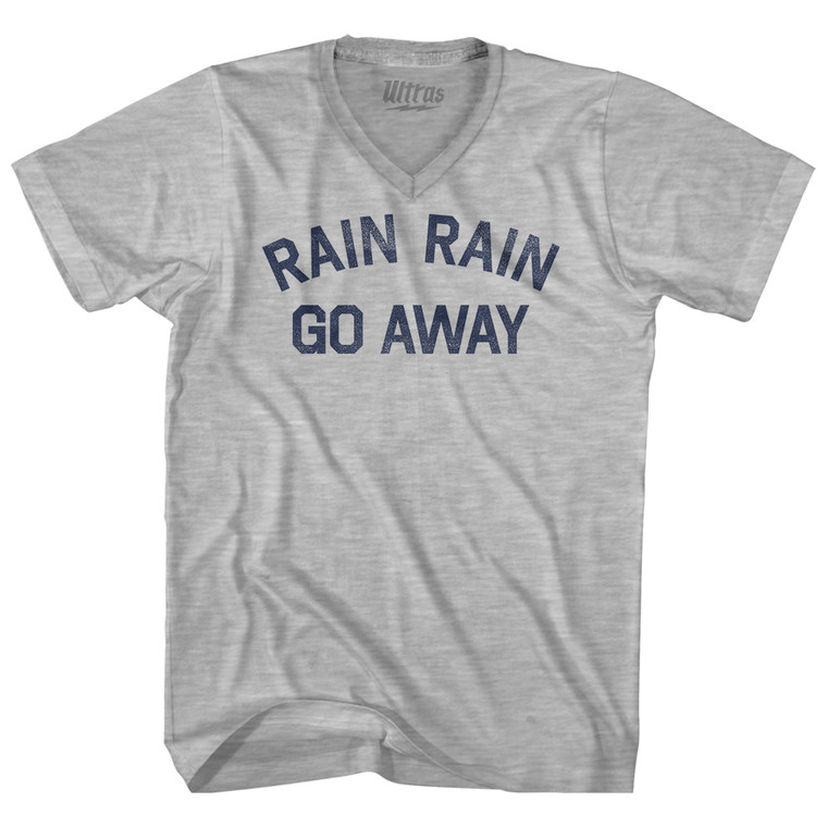 Rain Rain Go Away Adult Cotton V-neck T-shirt - Grey Heather
