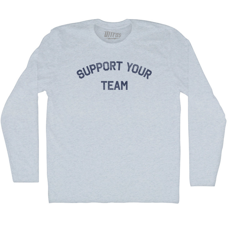 Support Your Team Adult Tri-Blend Long Sleeve T-shirt - Athletic White
